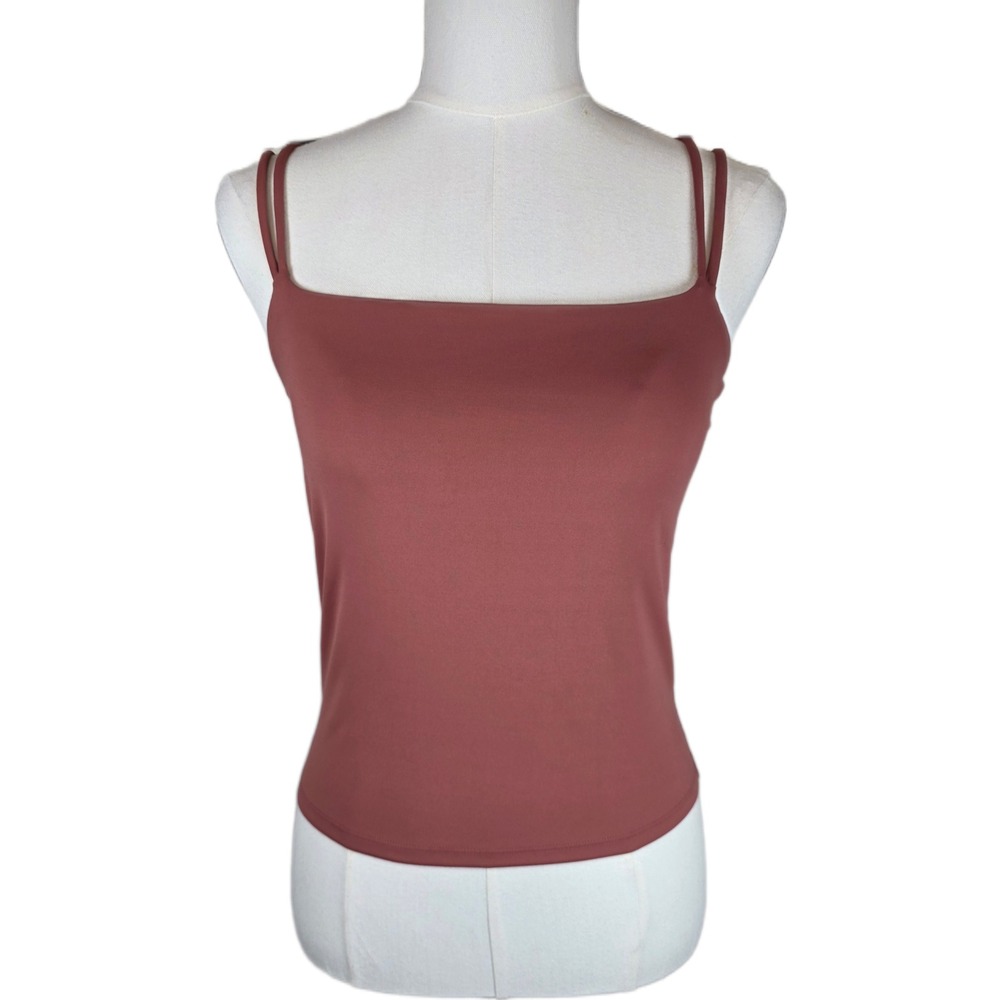 Zella Nutmeg Adjustable Strappy Racerback Athletic Camisole w/Shelf Bra